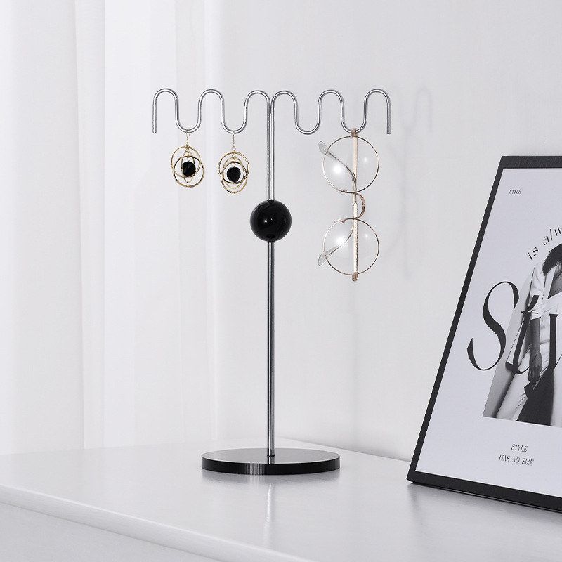 梳妆台铁艺曲形首饰架中古风饰品陈列摆件展示架子珠宝项链置物架