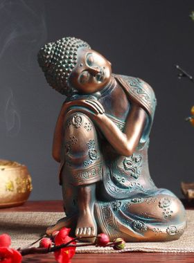 禅意佛像睡佛树脂雕塑工艺品摆件东南亚中式客厅玄关装饰创意人物