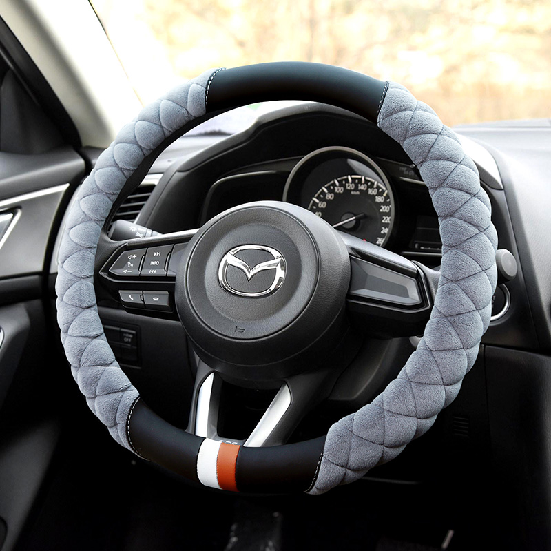 马自达3昂克赛拉cx4cx5阿特兹睿翼六马6方向盘套冬季毛绒女车把套