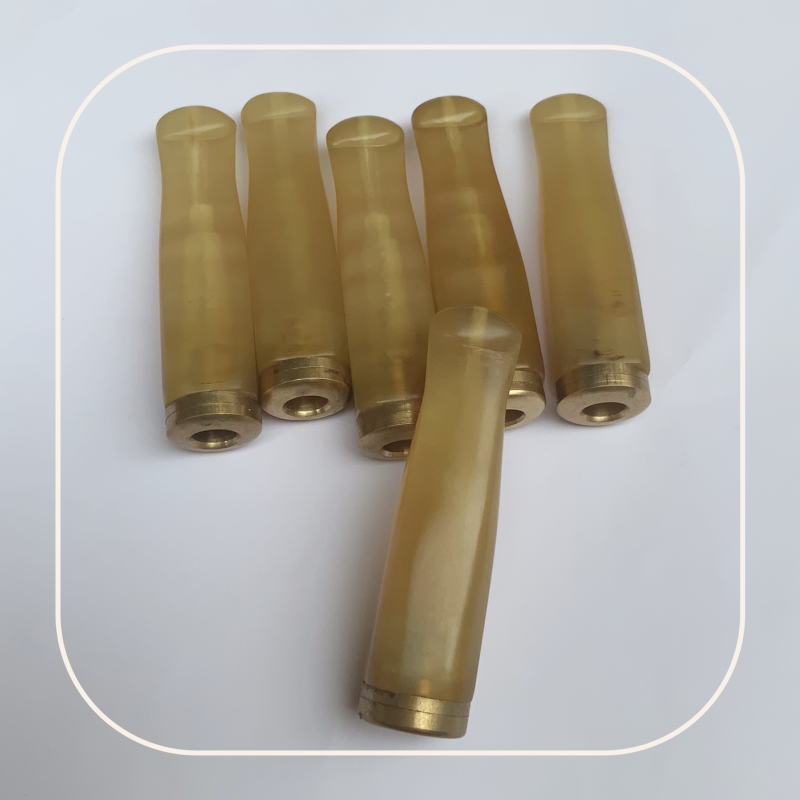 新款式黄角黄牛角烟嘴长芯拉杆过滤粗细烟三用图片