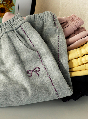 蔚未来女童裤子春装2026新款儿童洋气休闲长裤小女孩花边束脚卫裤