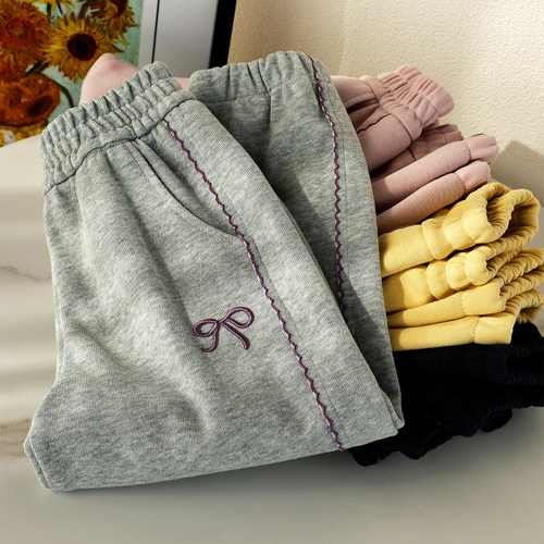 蔚未来女童裤子春秋休闲花边卫裤