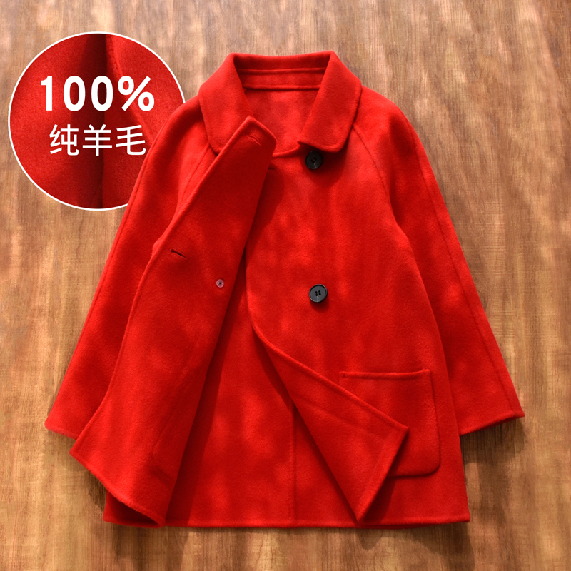100%羊毛女童双面呢大衣
