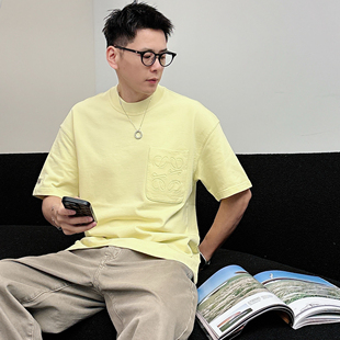 半截袖 2026新款 T恤卫衣打底衫 潮牌微宽松纯色短袖 男T 圆领简约时尚