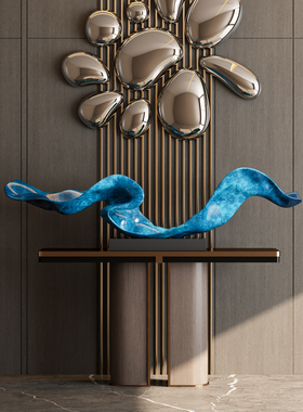 入户玄关案几摆件轻奢别墅酒店大堂创意现代艺术雕塑软装工艺品