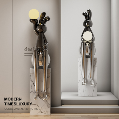 高级感迎宾雕塑抽象长耳兔现代创意轻奢售楼处软装饰坐姿落地摆件