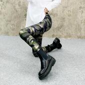 显瘦时髦小脚紧身裤 弹力亮面个性 子 女外穿2025新款 潮牌迷彩打底裤