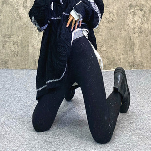 潮牌显瘦小脚女长裤 外穿螺纹闪亮银腰带高腰弹力紧身裤 打底裤 秋季