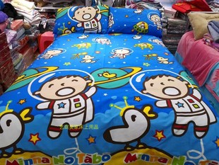 全棉卡通大口仔床上用品四件套  星球太空宇航员深蓝色男孩 订做
