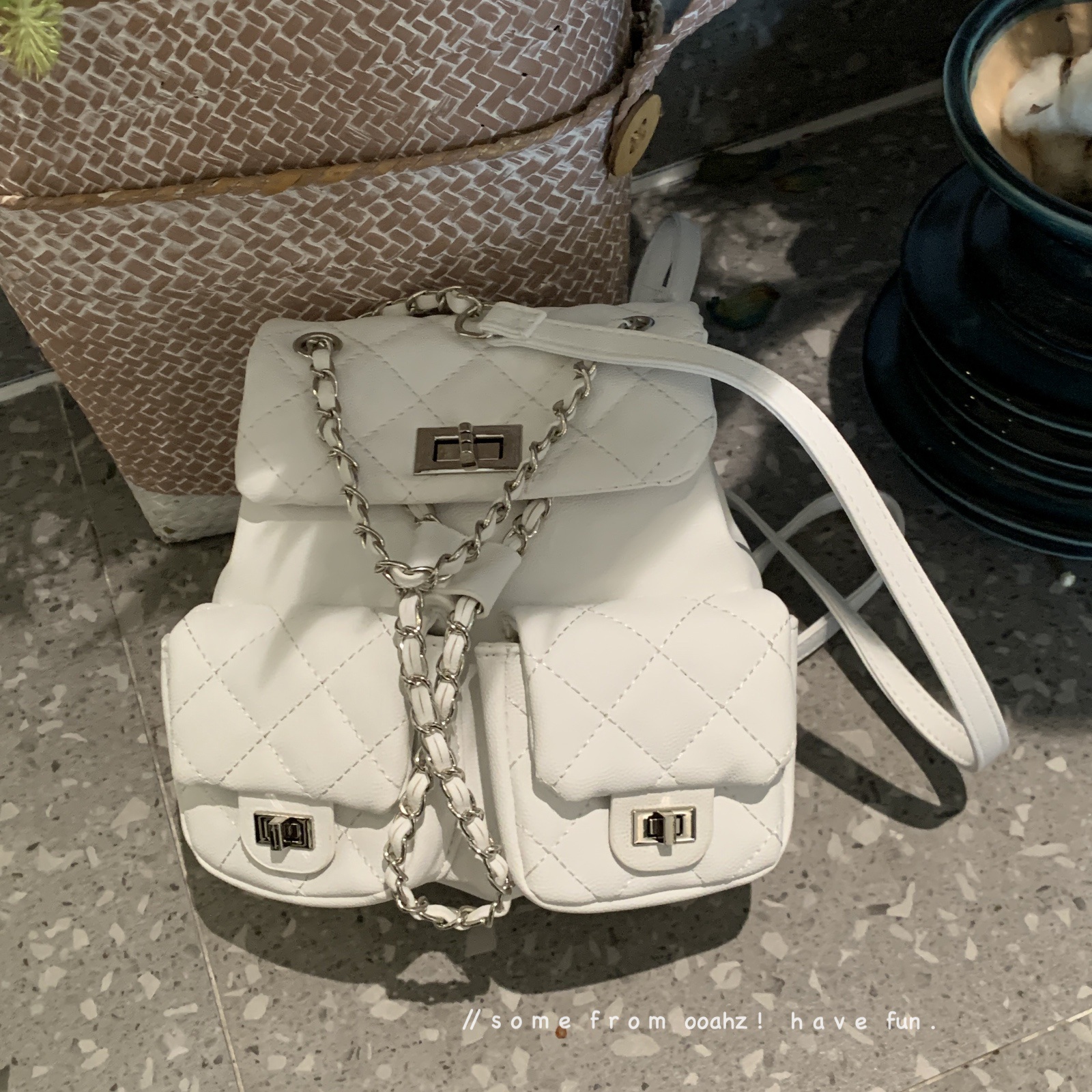 小香风duma菱格链条双肩包