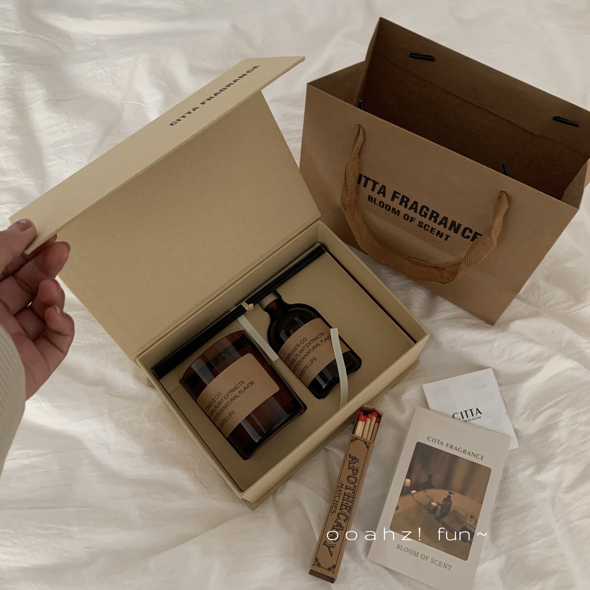 茶塘月色～小棕瓶无火香薰蜡烛礼盒套装复古玻璃瓶香氛精油伴手礼