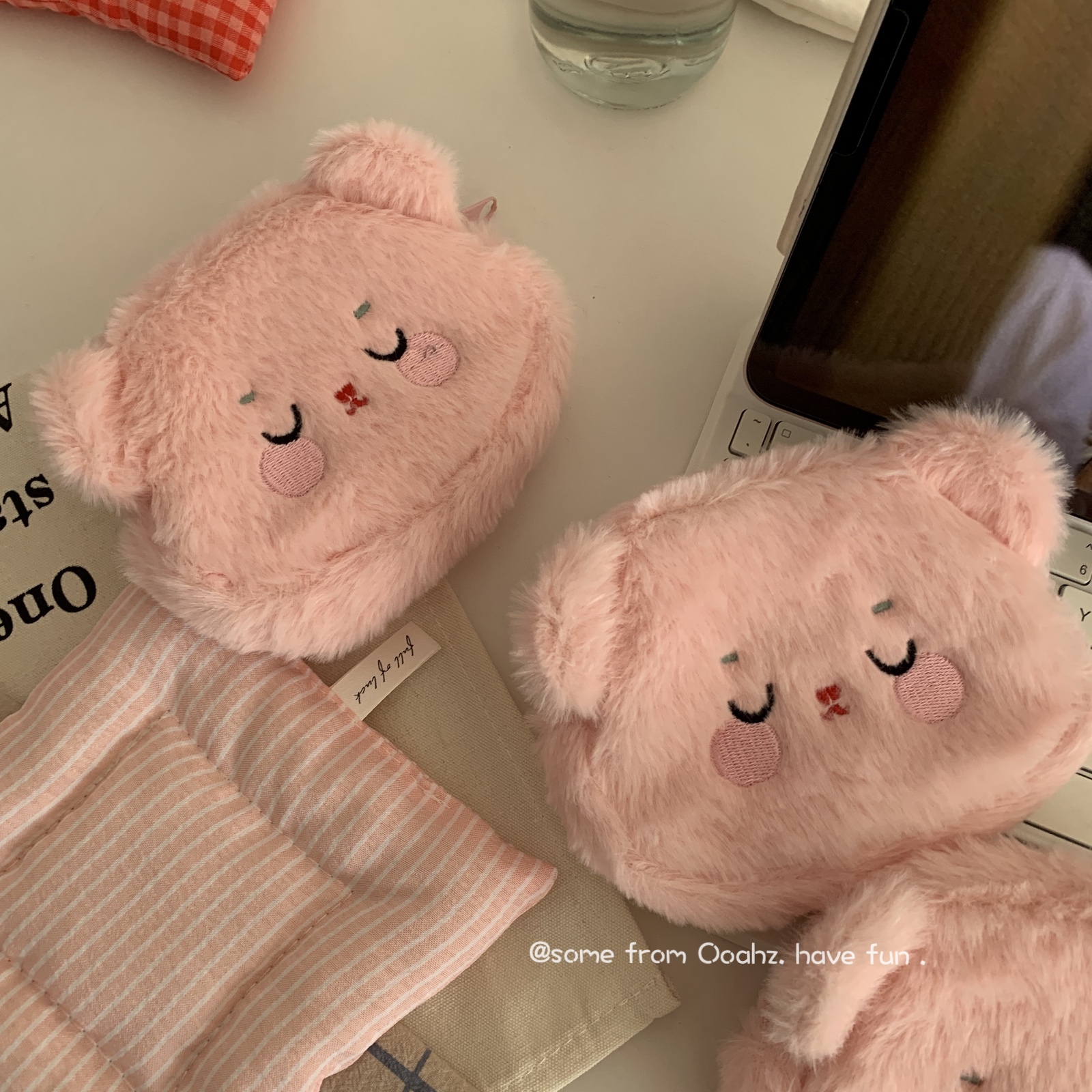 卡通毛绒小熊零钱包杂物收纳包