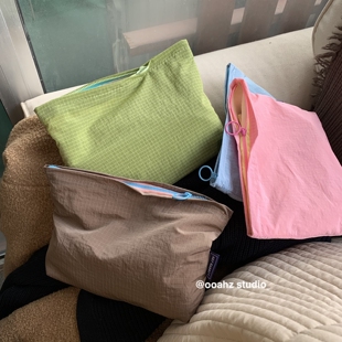 化妆包 便携旅行洗漱收纳袋防水内胆包 春夏尼龙撞色耐装 果绿暗格