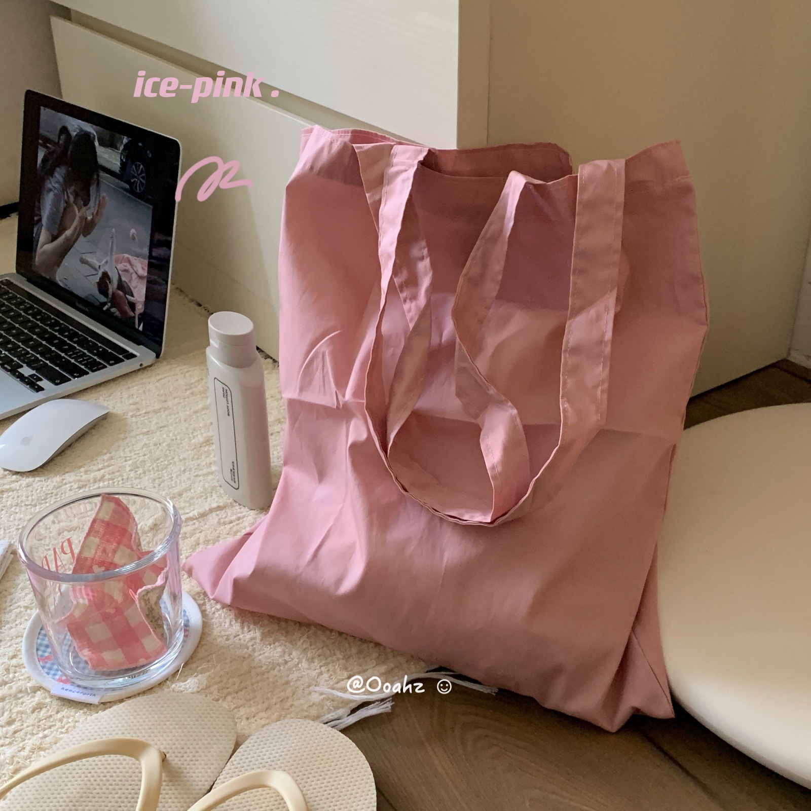 奶huhu粉！ooahz自制韩国垂感单肩包法式ins薄款坯布袋女帆布包包