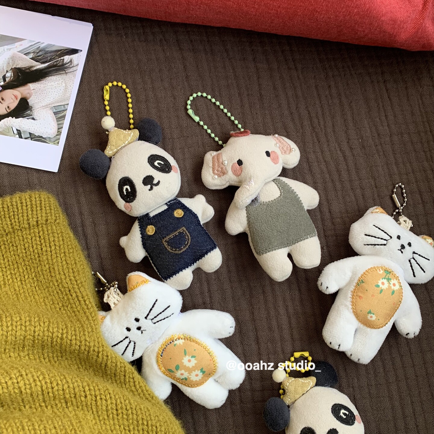 小象熊猫~韩国ins卡通充棉布艺小熊猫咪挂饰 可爱钥匙扣包包挂件
