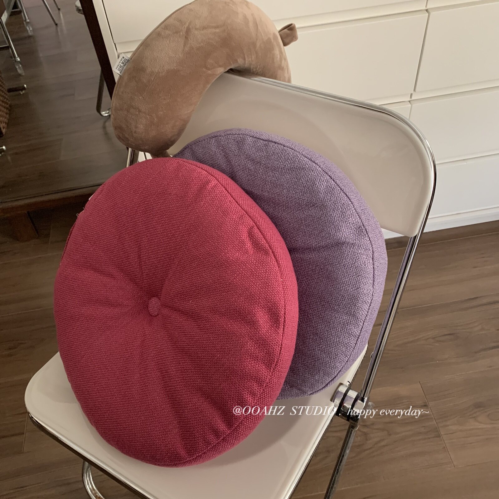 亚麻蒲团坐垫加厚圆形靠枕