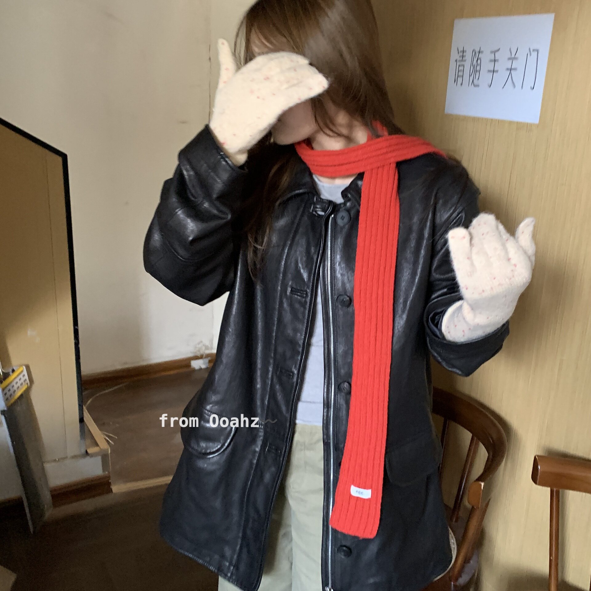 "欢喜o椰!韩代秋冬坑条细窄围脖 软糯细围巾ins穿搭长条百搭长巾
