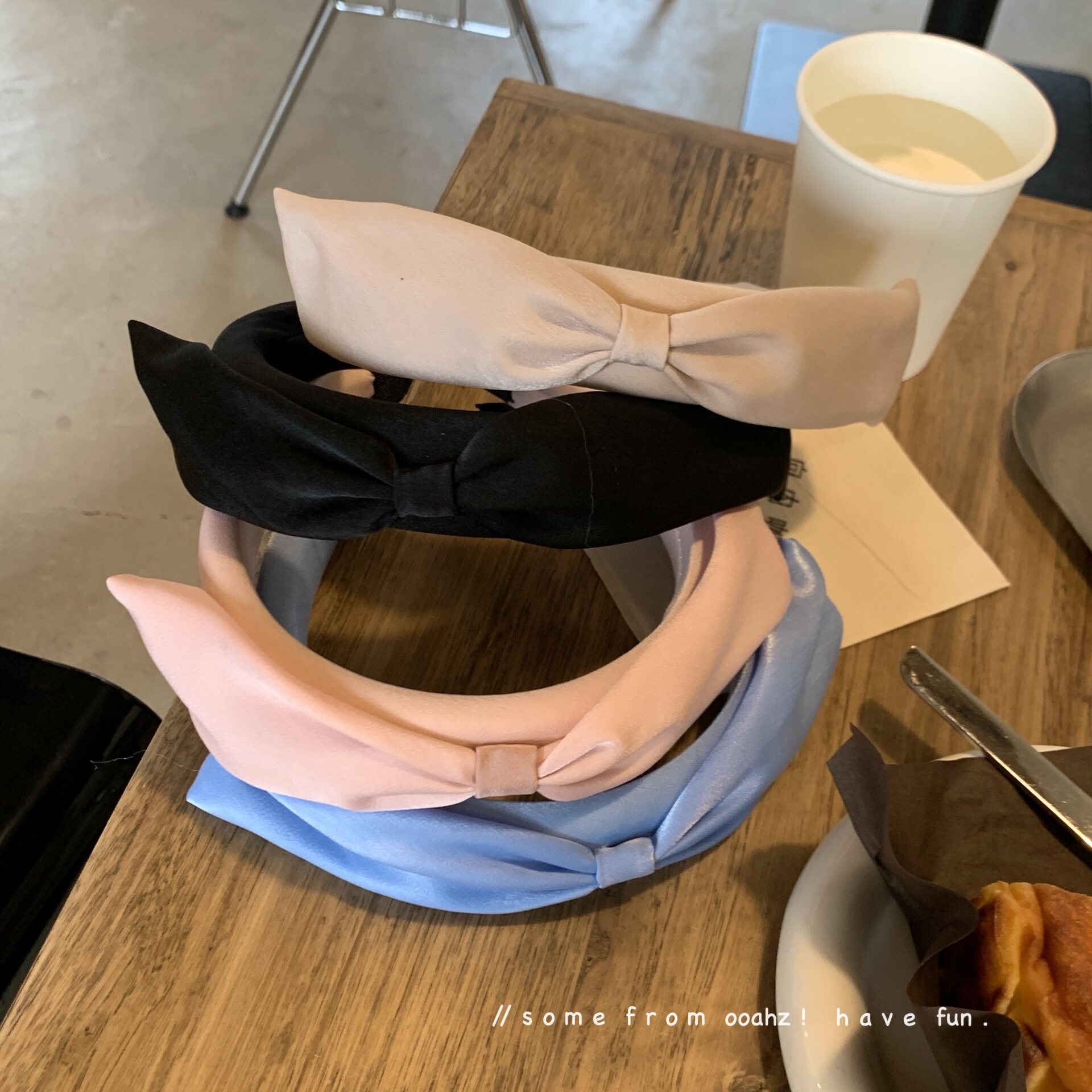 奶油粉蓝色甜心少女蝴蝶结发箍