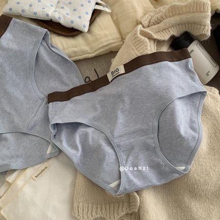 "异想记"【全裤7A】复古撞色螺纹内裤 莫代尔棉透气中腰ins三角裤