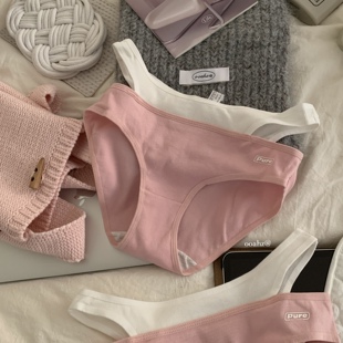 性感时尚 50s螺纹棉女中腰内裤 双层腰头 棉档三角裤 涩谷辣妹