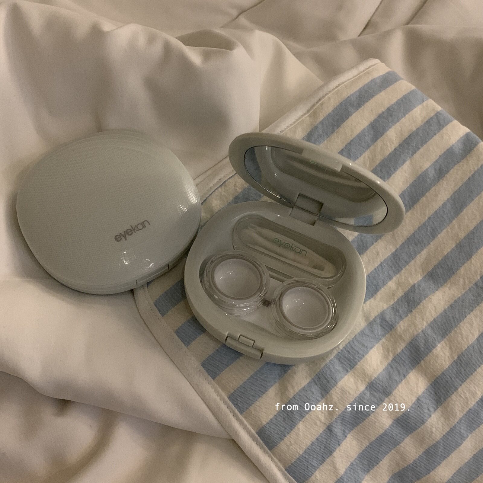 石纹莫兰迪~小众韩系ins简约隐形眼镜盒 旅行便携伴侣盒美瞳盒子