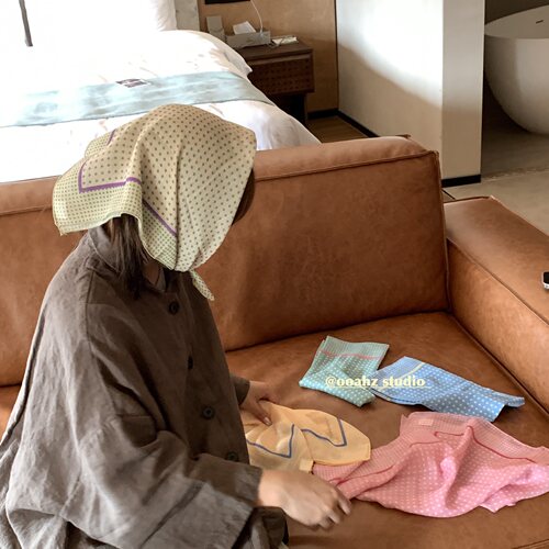 古早ccd~波尔卡圆点包头丝巾女春夏2025初秋甜美可爱百搭小方巾