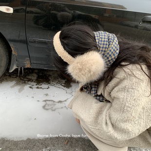 耳捂子 骑车防冻耳套可折叠冬季 live图直出 仿兔毛毛软萌毛绒耳罩