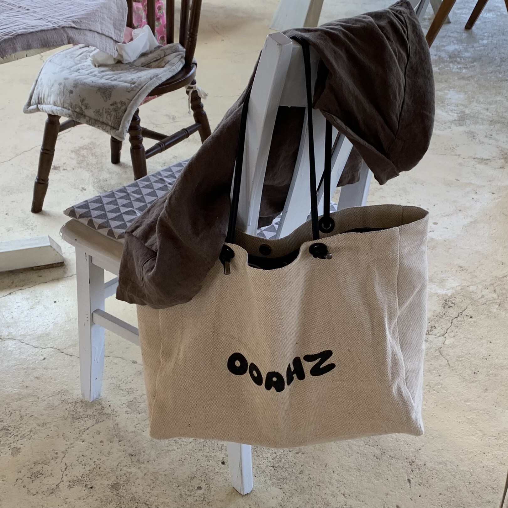 OOAHZ自制 ·弘大逛街~韩国亚麻面料大容量单肩包慵懒帆布托特包