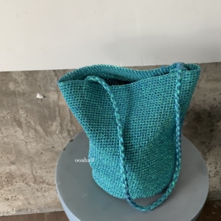 银涧石兰~金属线！小众手工编织银色手提包 韩国单肩包百搭水桶包