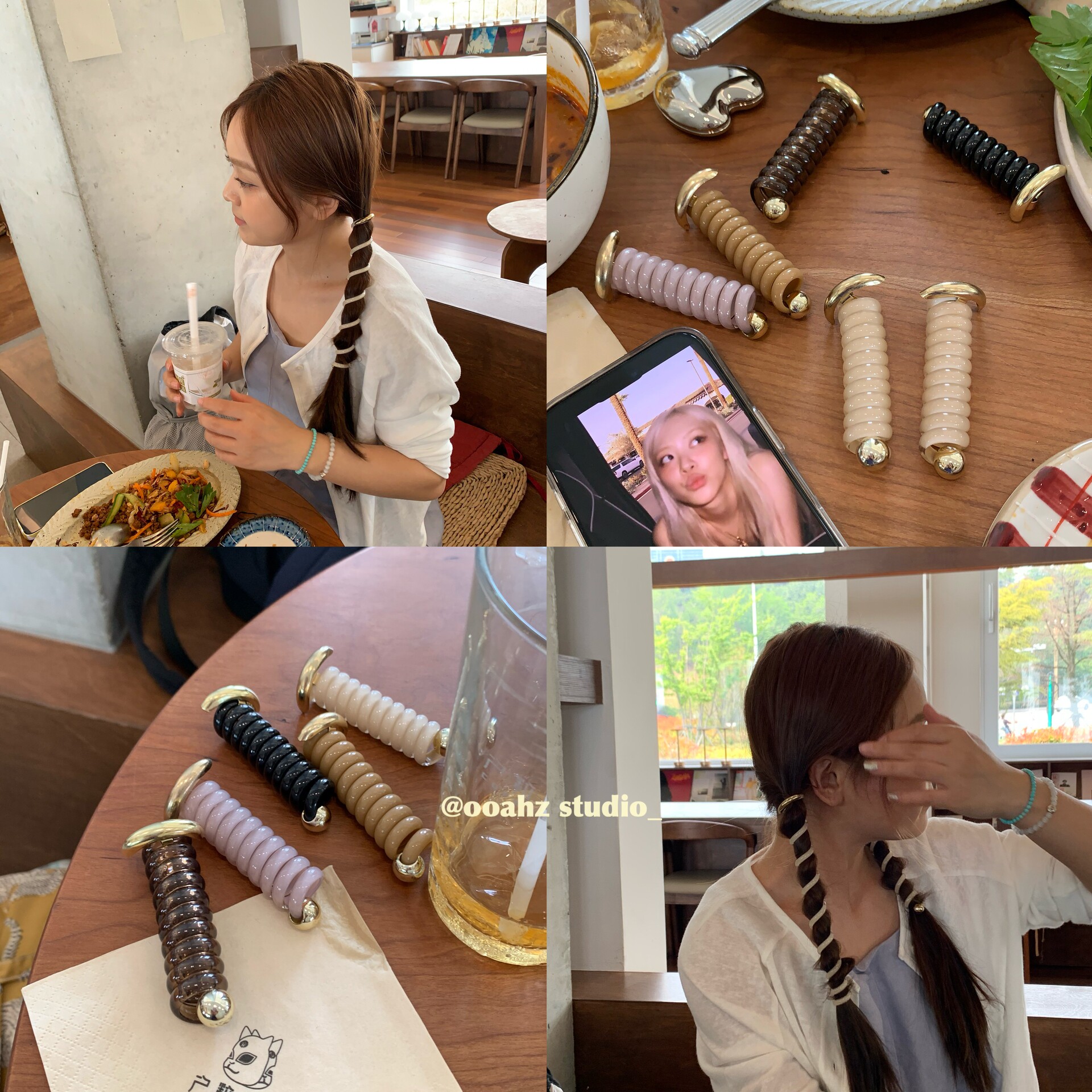 扭扭弹簧~泡泡辫头绳简单电话线边盘发皮筋气质发圈ins扎马尾发饰