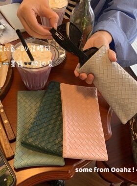 BV风~简约眼镜包纯色编织PVC革眼镜墨镜收纳袋弹片近视太阳眼镜袋