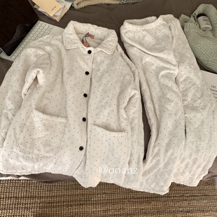 村口情报站~实穿小棉袄睡衣家居服套装 冬季加厚纯棉加绒棉服棉裤