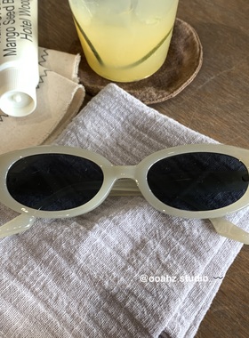 豆绿灰片~复古y2k窄框太阳眼镜 ins博主凹造型可可镜辣妹粉墨镜