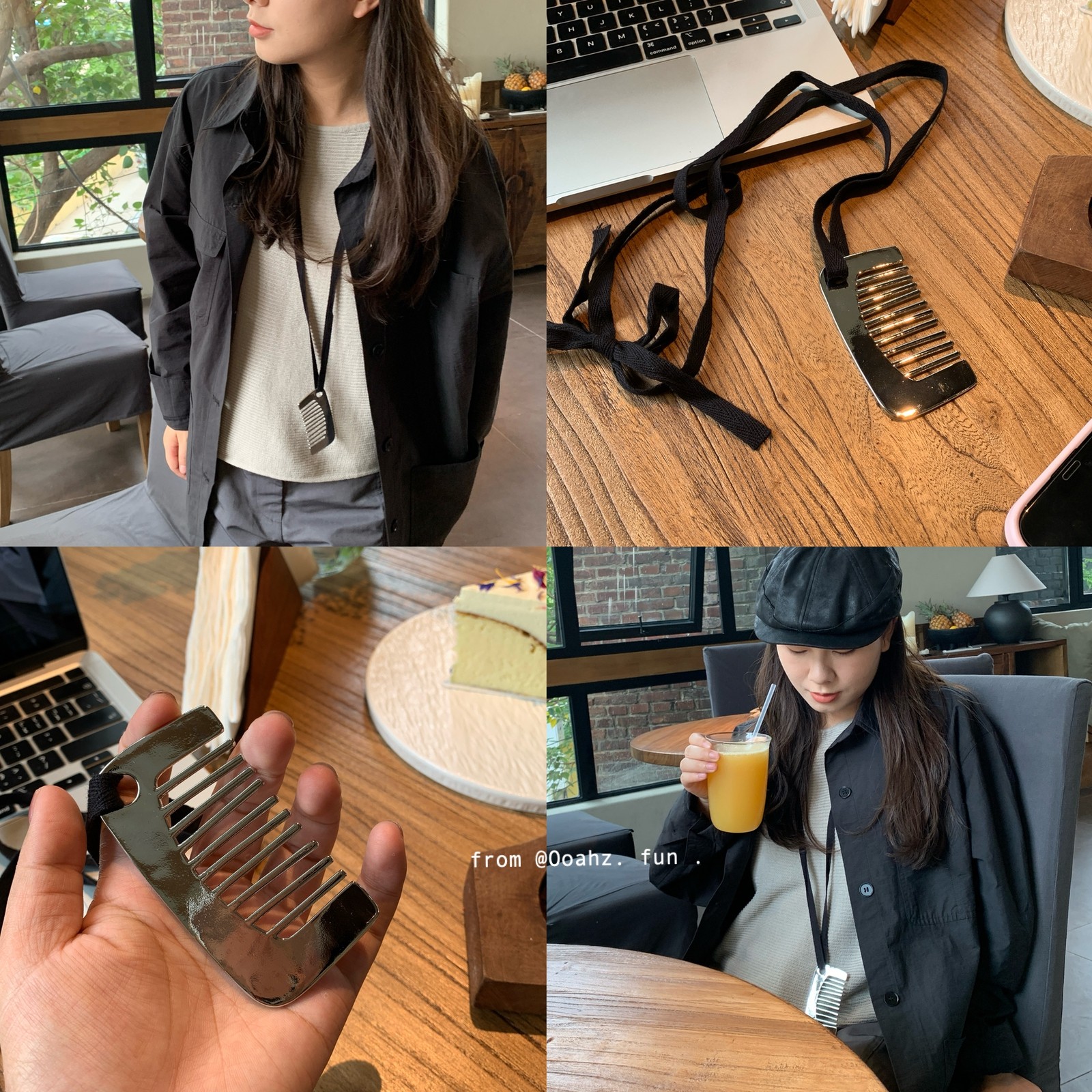 金属铜吊坠梳子~可梳刘海头发挂坠韩国百搭项链高级感ins卫衣颈链