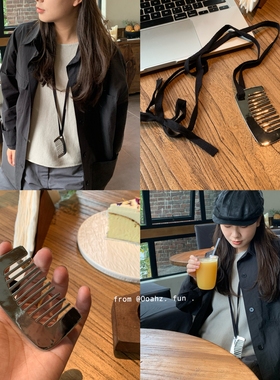 金属铜吊坠梳子~可梳刘海头发挂坠韩国百搭项链高级感ins卫衣颈链
