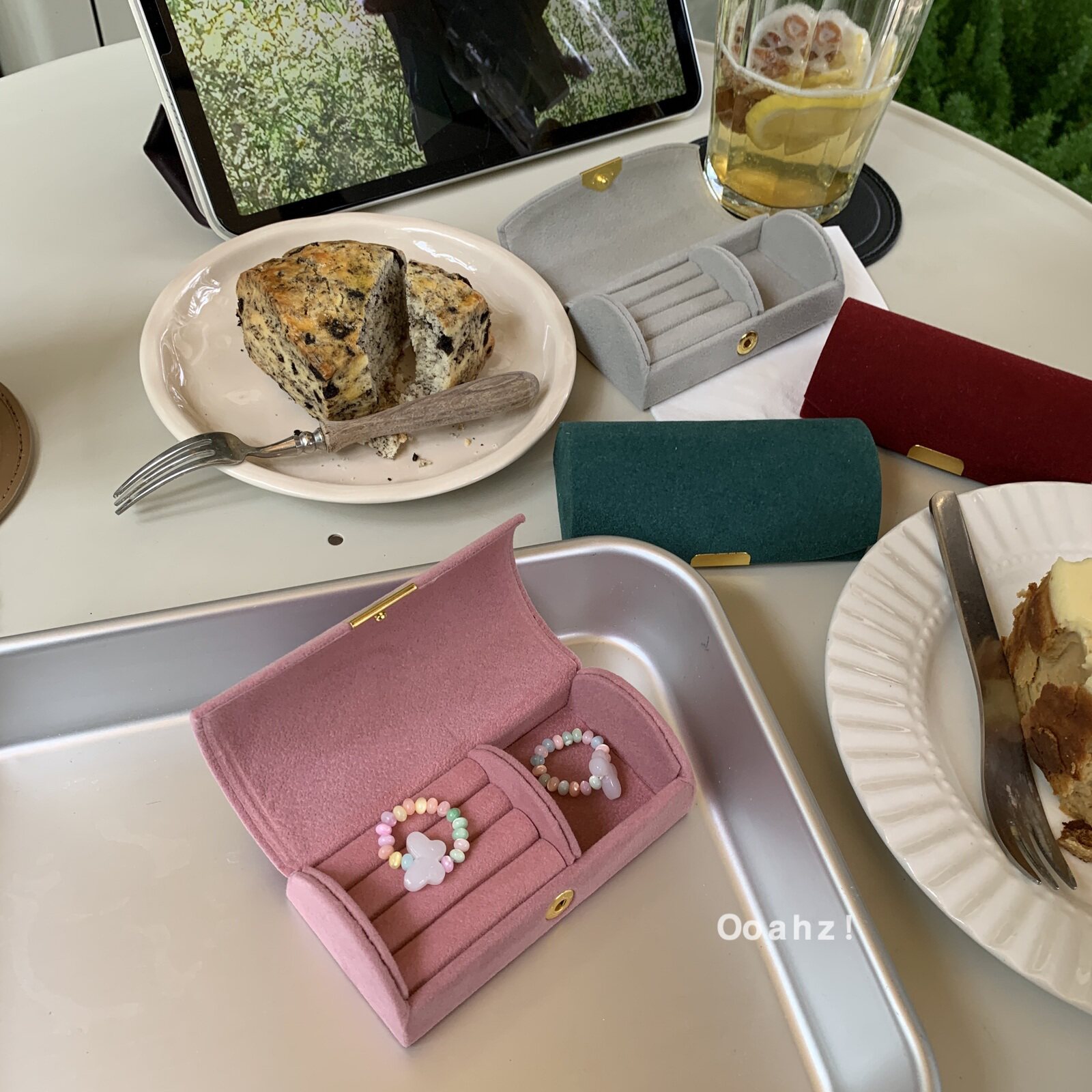 小巧绒布首饰盒~迷你戒指项链耳钉收纳盒 日式小号便携旅行饰品盒