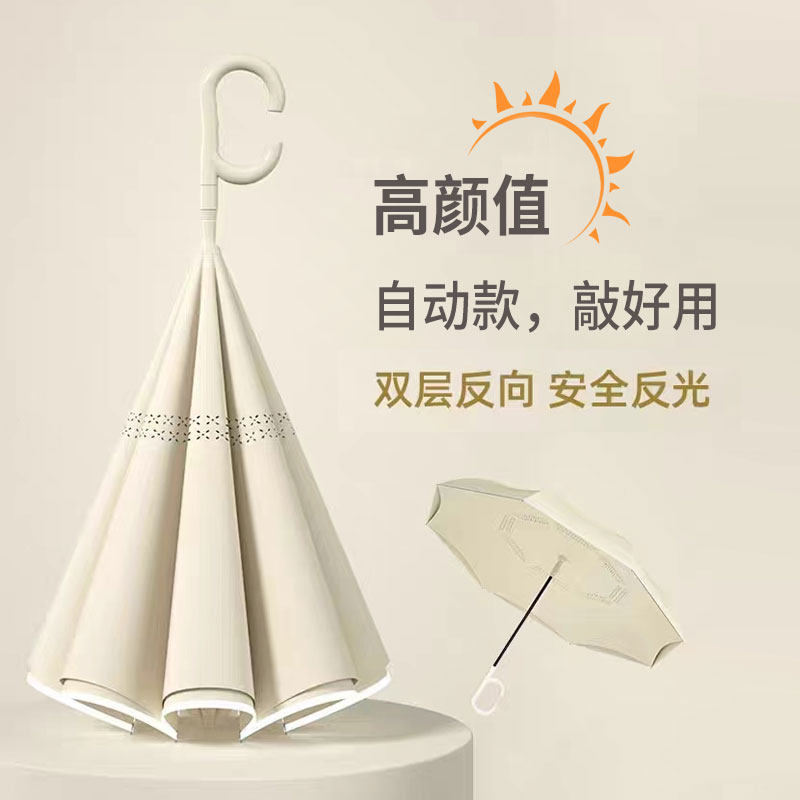 自动反向伞长柄雨伞女加大加厚加固高颜值双人大号车载汽车专用伞图片