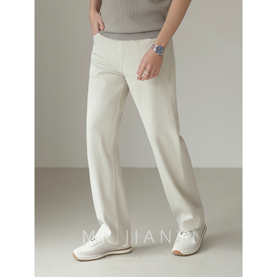 MR JIANYI 春夏 静重力 四面弹中直筒牛仔裤高级老钱水洗休闲裤男