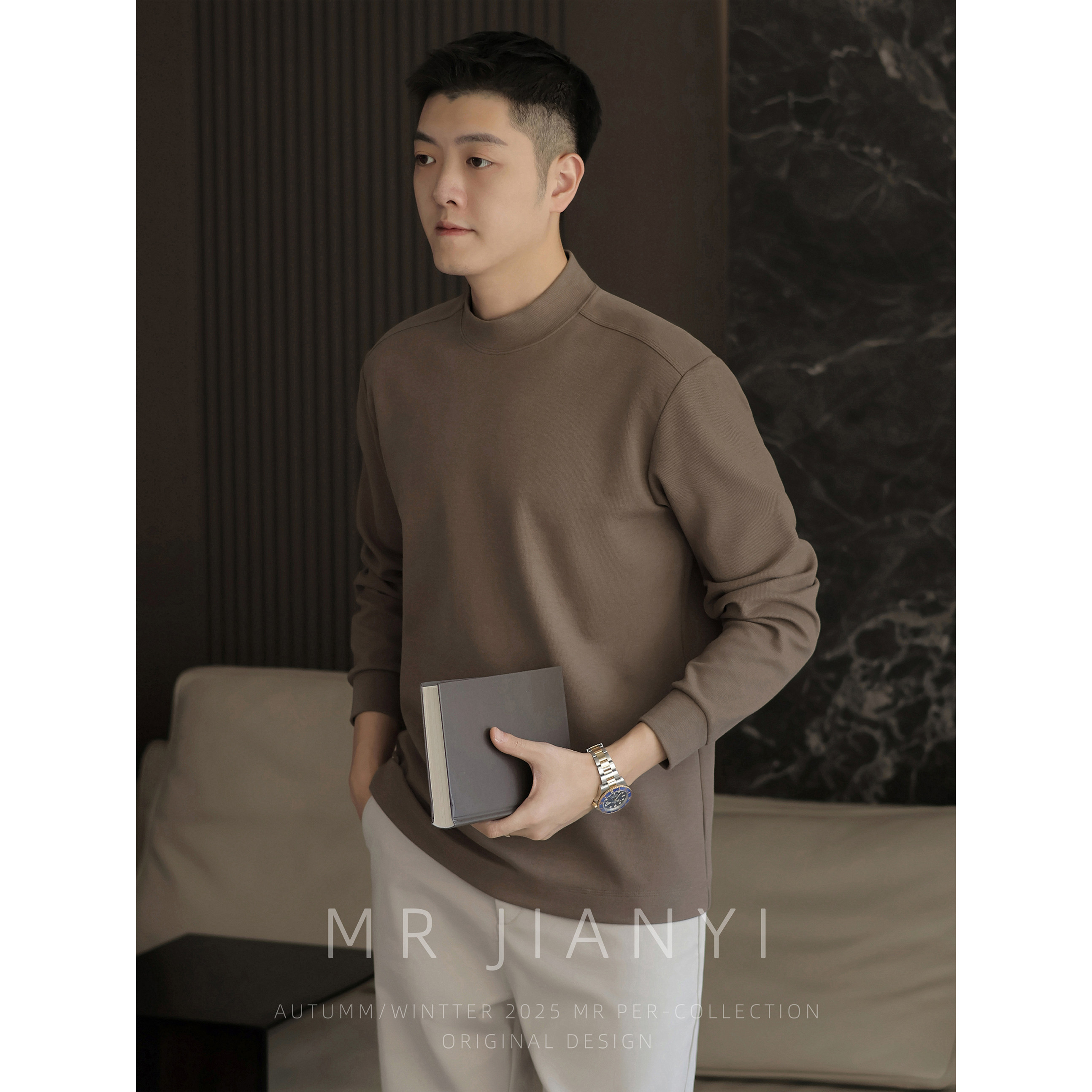 MR JIANYI秋冬肌底热塑保暖长袖中领T恤显肩宽显壮休闲打底卫衣男,男装,T恤,淘宝优惠券,粉丝福利购,淘宝优惠卷