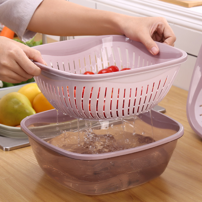 双层塑料沥水篮洗菜盆洗菜篮厨房家用创意洗菜蓝水果蔬菜蓝洗菜盆,餐饮具,果盆/果盘/果篮,淘宝优惠券,粉丝福利购,淘宝优惠卷
