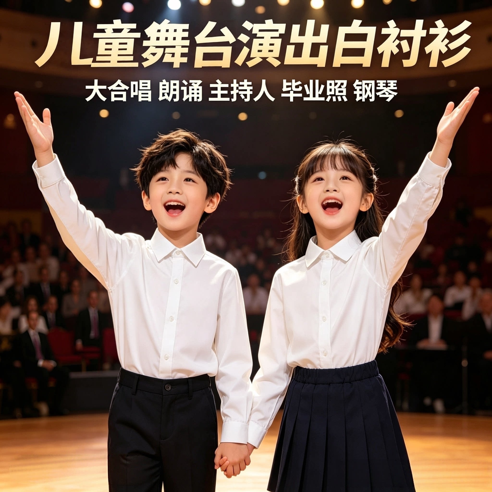 儿童演出服中小学生合唱朗诵表演男女童毕业照幼儿校园运动会套装