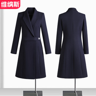 冬装夹棉加厚呢子外套职业装毛呢大衣女中长款珠宝店售楼部工作服