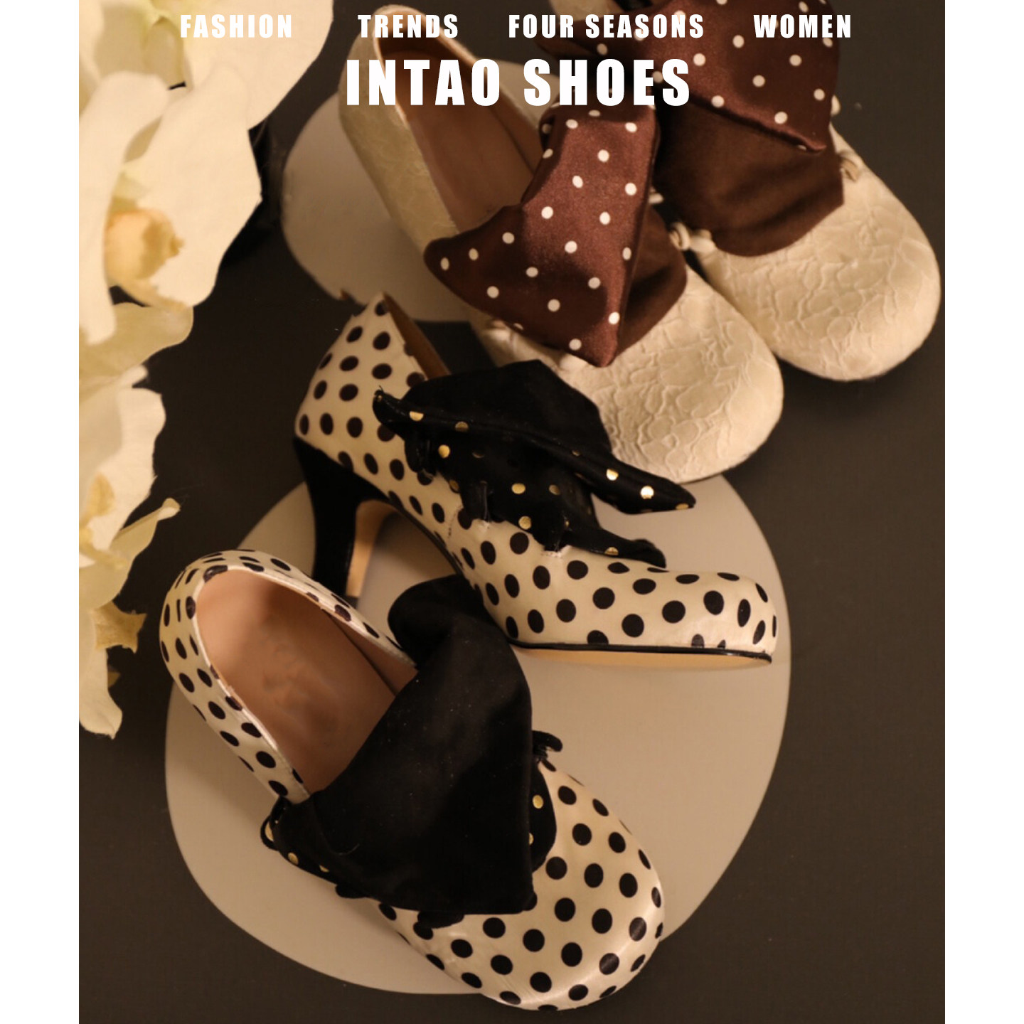 绝美白色波点缎面玛丽珍单鞋女2026年春季新款圆头甜美高跟鞋粗跟