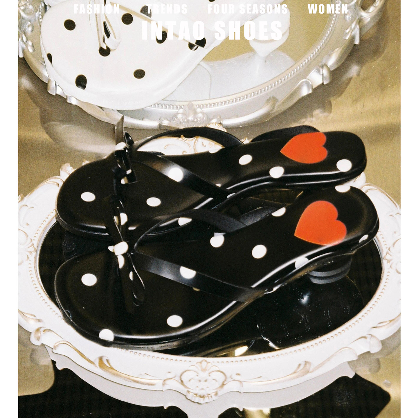 设计感小众黑色夹趾沙滩拖鞋女夏外穿圆头波点蝴蝶结酒杯跟高跟鞋