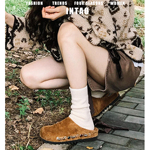 章若楠同款！磨砂牛皮绝美厚底勃肯鞋半拖女设计感小众包头博肯鞋