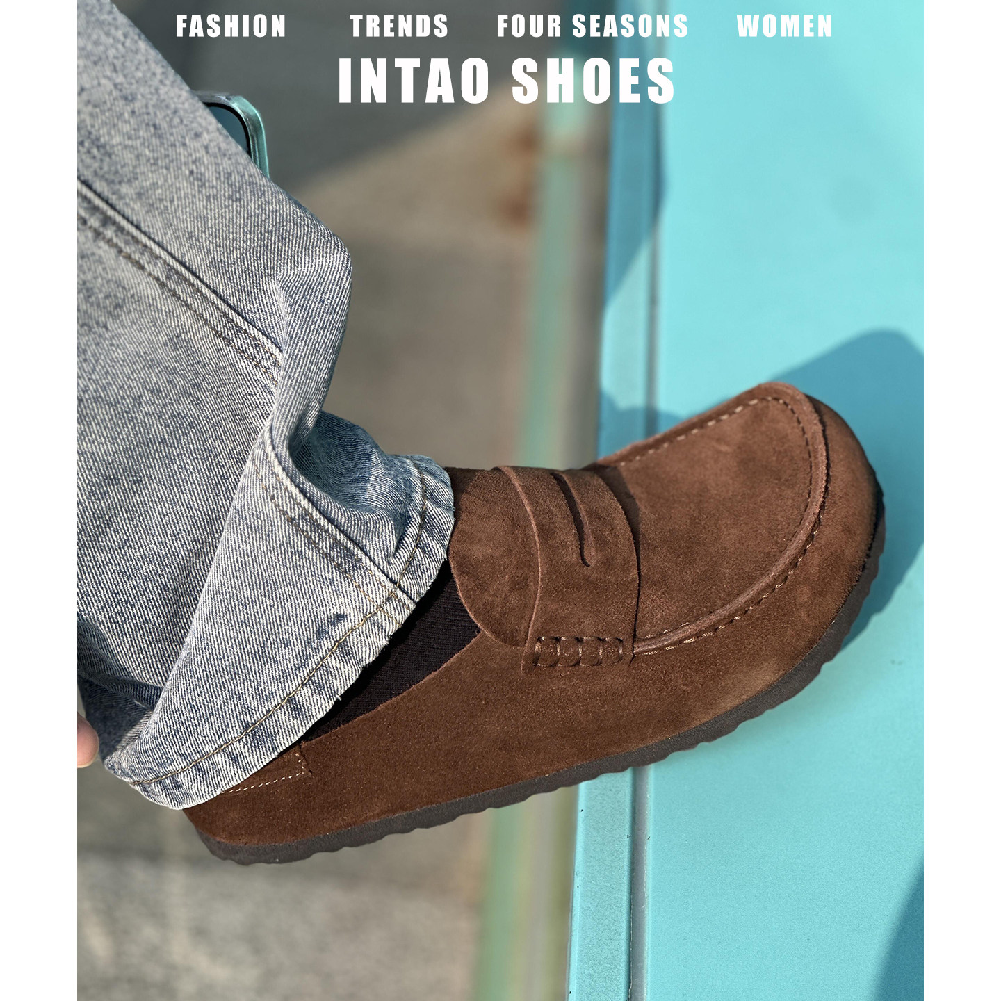 真牛皮复古大码勃肯鞋半拖男女同款一脚蹬老钱风穆勒鞋包头半拖鞋