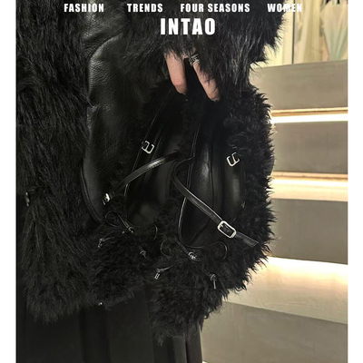 黑色法式超火玛丽珍毛毛鞋女秋冬加绒2025新款外穿尖头坡跟高跟鞋