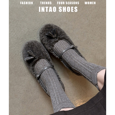 法式流苏内增高单鞋女冬外穿