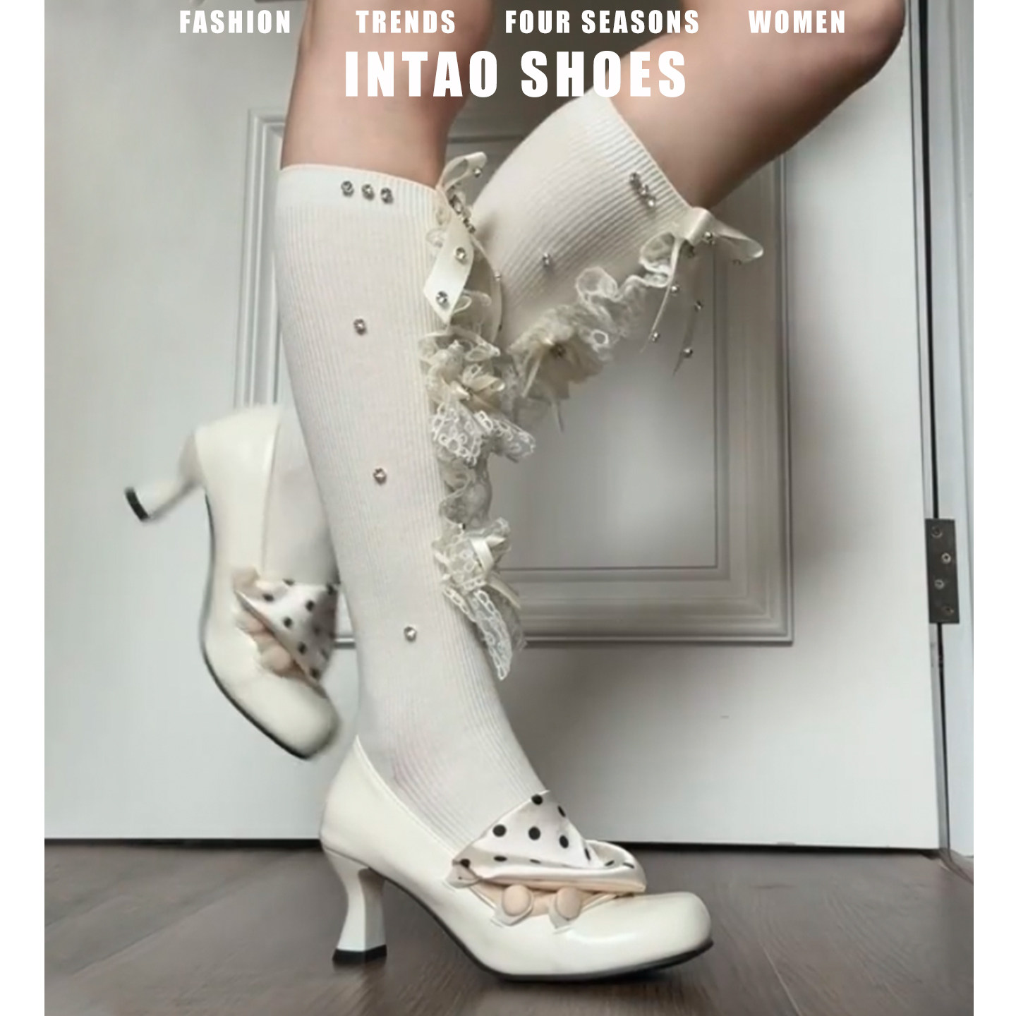 绝美波点高跟鞋女粗跟2026春季新款圆头法式甜美lolita玛丽珍单鞋