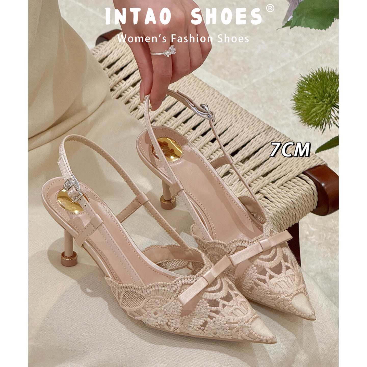 法式蕾丝镂空包头凉鞋女夏外穿配裙子2026新款性感后空气质高跟鞋